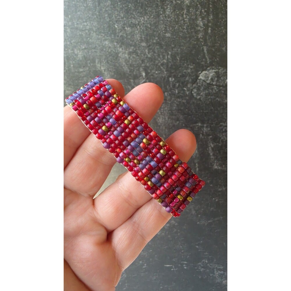 Multicolored Glass 925 Sterling Silver Clasp Beaded Bracelet Vintage